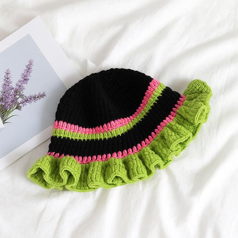 Ahouws Crochet Bucket Hat Women Trendy Knit Floppy Cap Cute Boho Handmade Beanies Outdoor Boho Travel Fishing Hat - Image 5